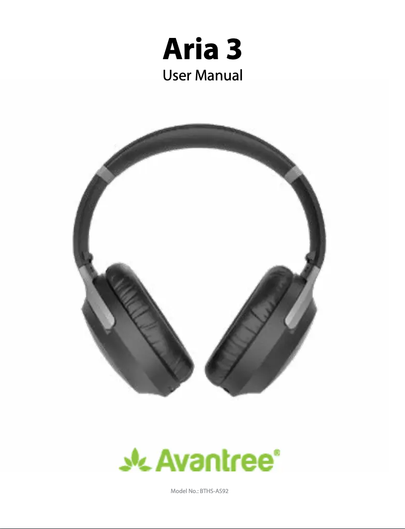 Page 1 de la notice Manuel utilisateur Avantree Aria 3