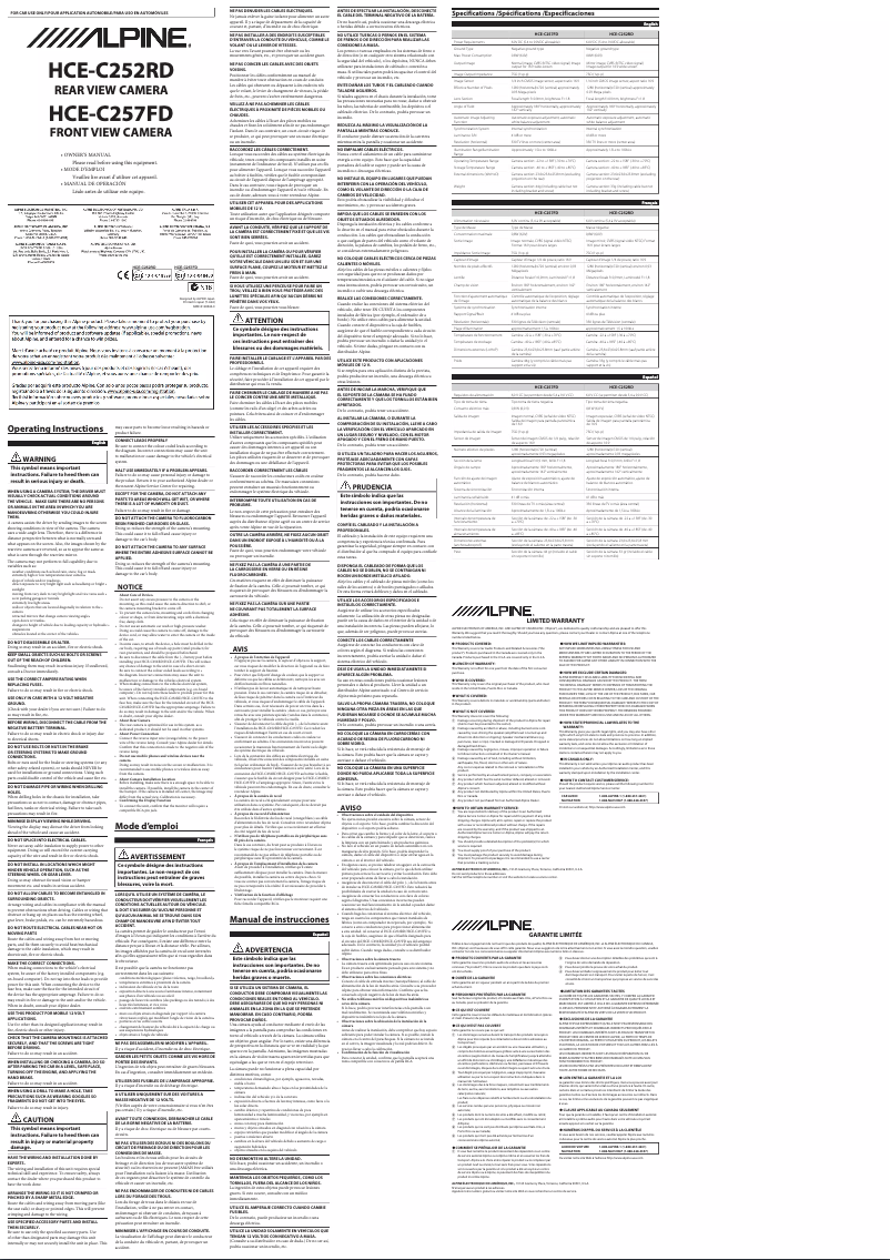 Image de la première page du manuel de l'appareil HCE-C252RD