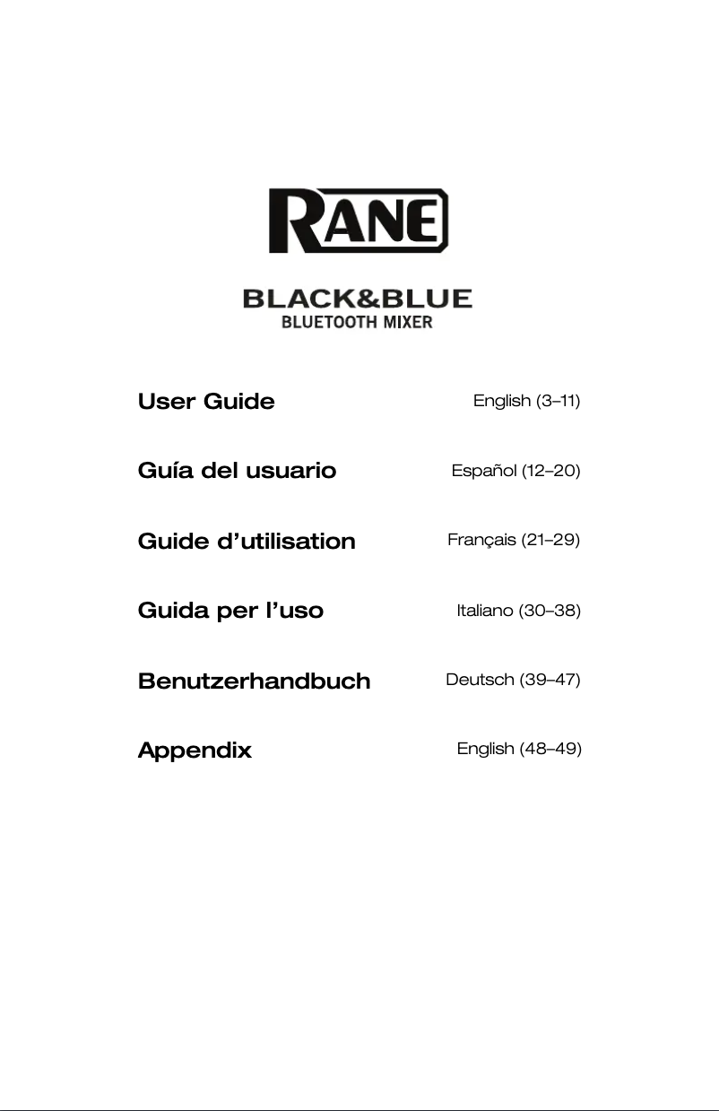 Página 1 del manual Manual de usuario Rane Black&Blue