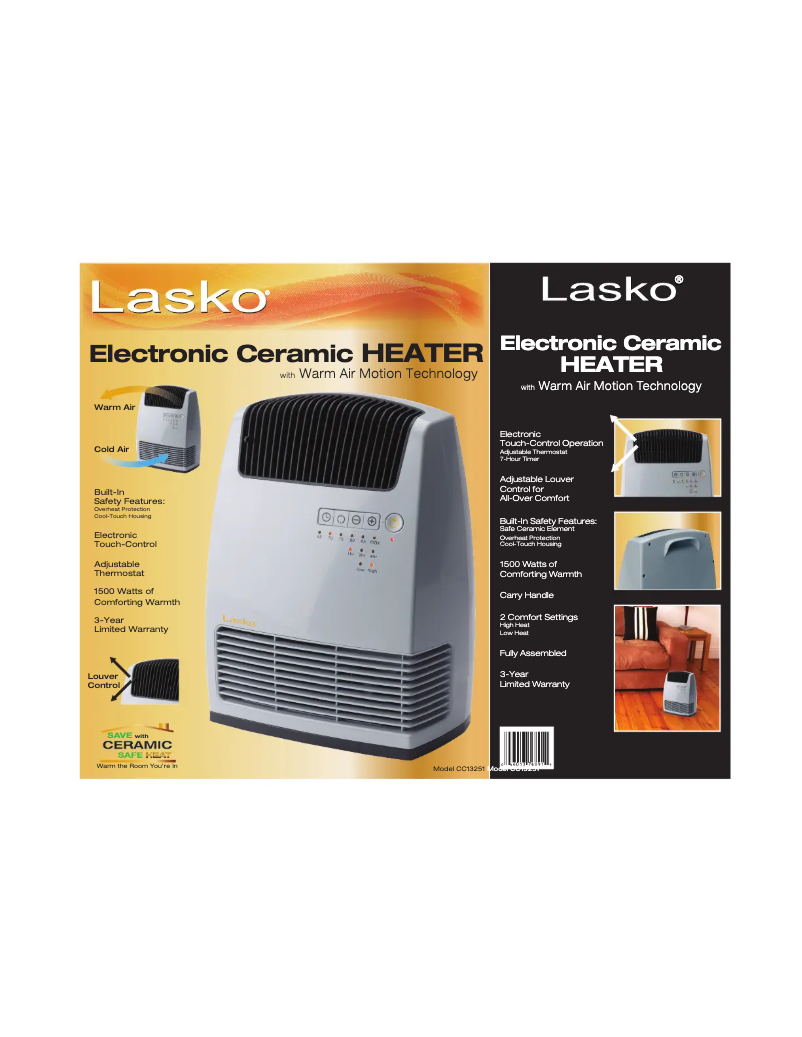 Page n°1 - Fiche technique Lasko CC13251
