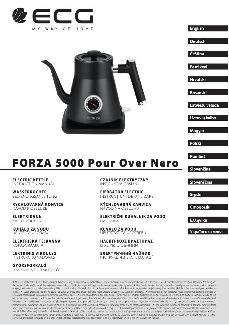 Imagen de la primera página del manual del dispositivo Forza 5000 Pour over