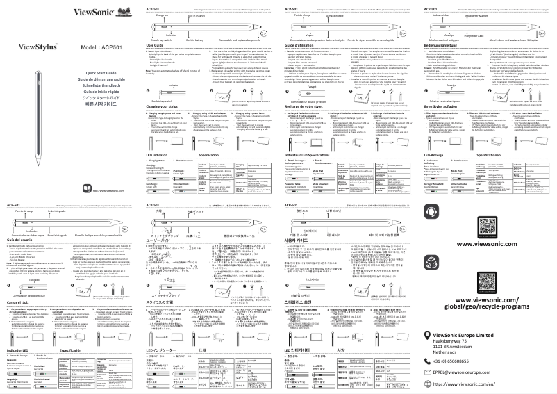 Page 1 de la notice Manuel utilisateur Viewsonic ViewStylus ACP501