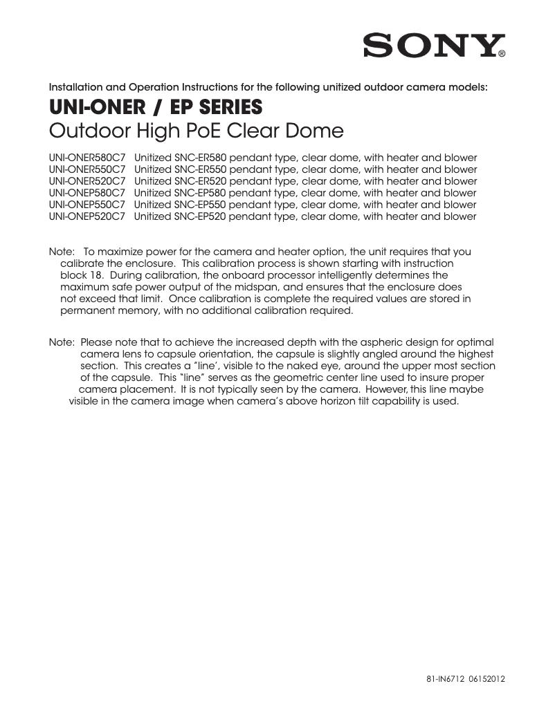 Page 1 de la notice Manuel utilisateur Sony UNI-ONEP520C7