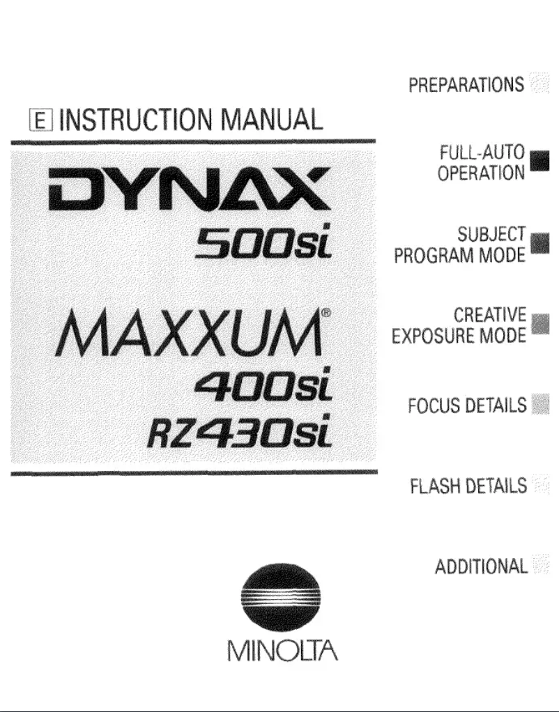 Page n°1 - Manuel utilisateur Konica Minolta Dynax 500Si