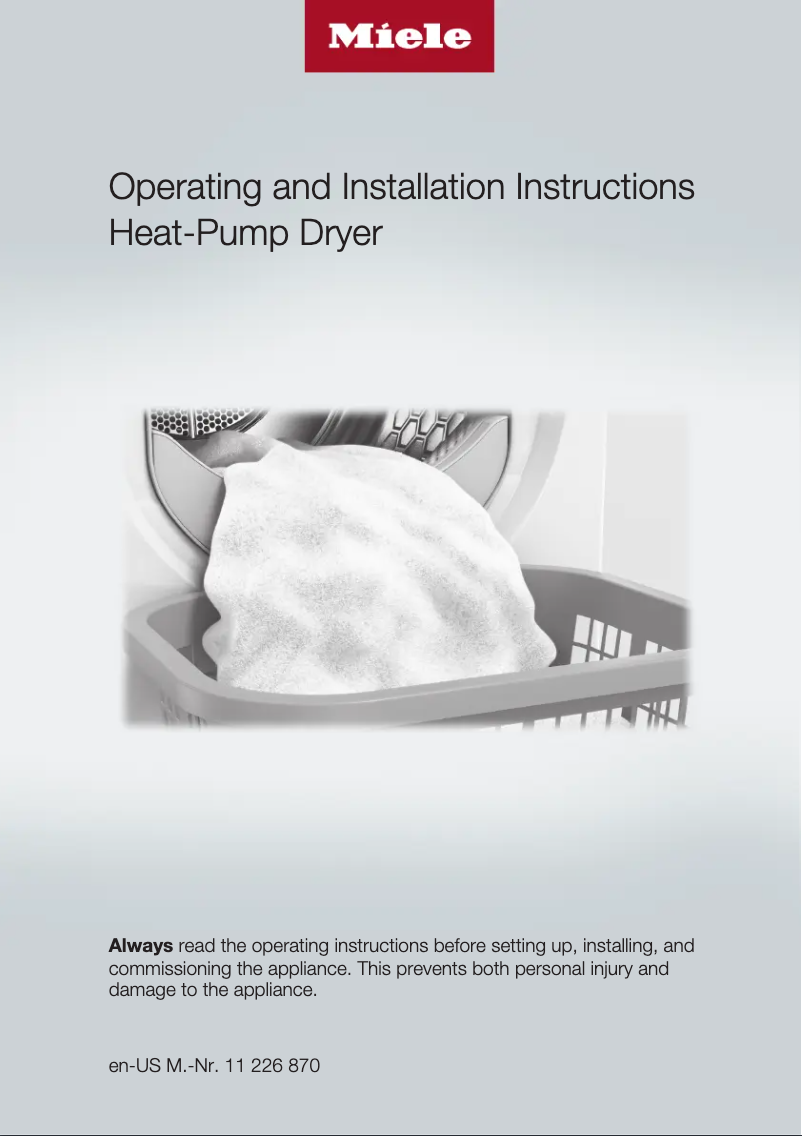 Page n°1 - Guide d'installation Miele PDR908HPWH