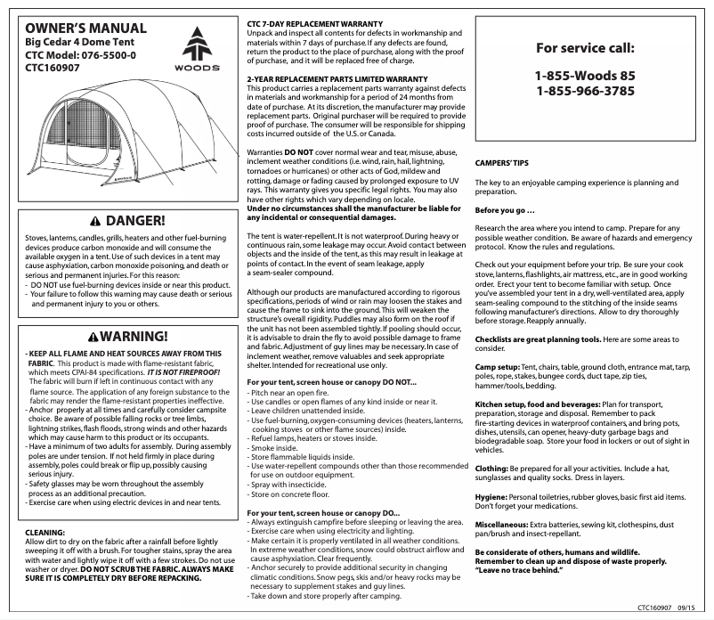 Page 1 de la notice Manuel utilisateur Wood's Big Cedar 4