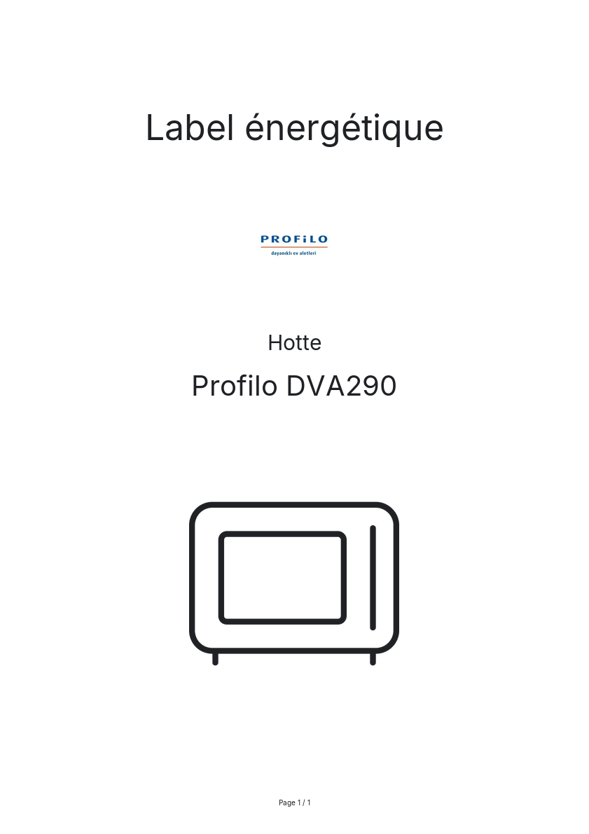 Page n°1 - Label énergétique Profilo DVA290