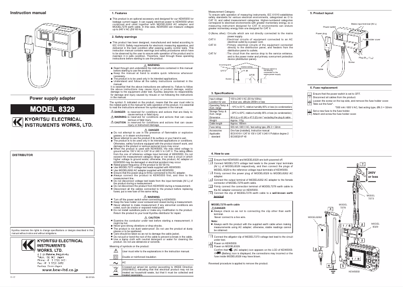 Page 1 de la notice Manuel utilisateur Kyoritsu 8329