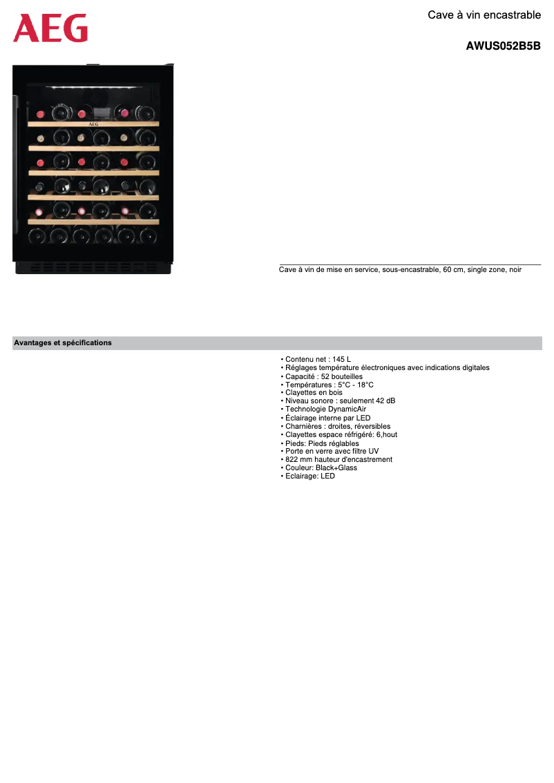 Image de la première page du manuel de l'appareil AWUS052B5B