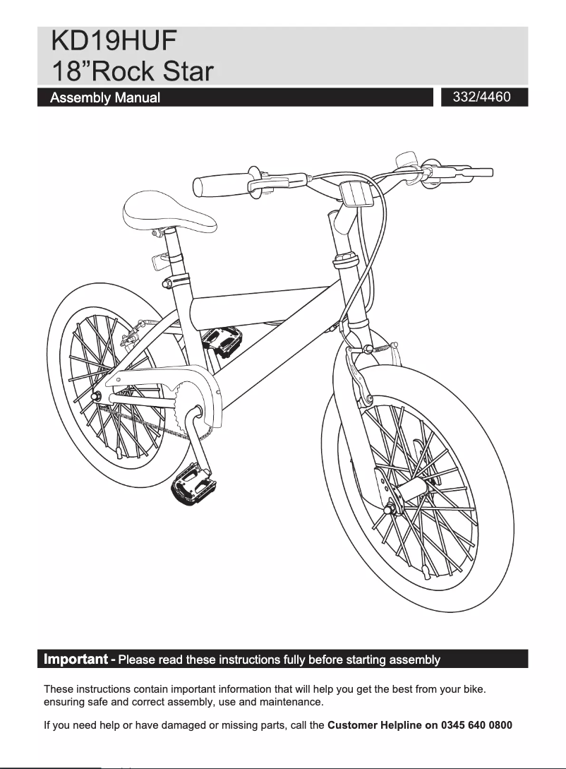Page 1 de la notice Manuel utilisateur Huffy KD19HUF