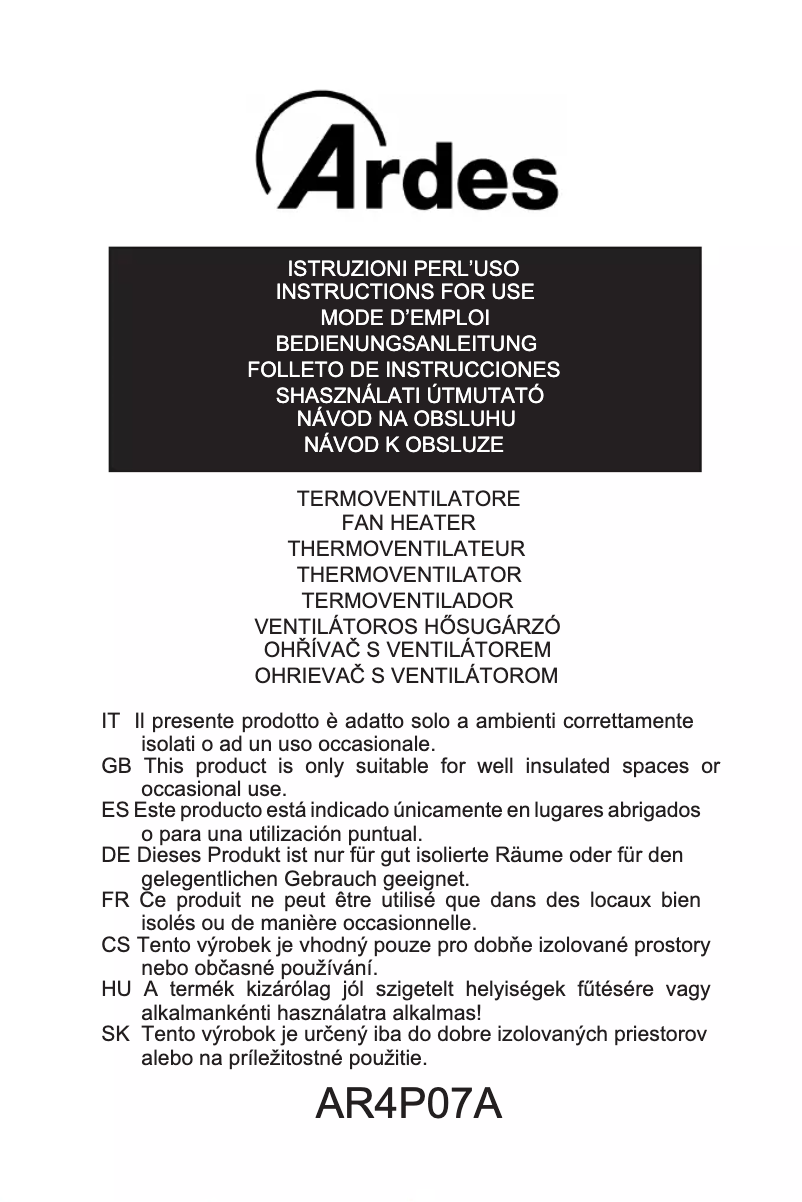 Página 1 del manual Instrucciones / montaje Ardes AR4P07A