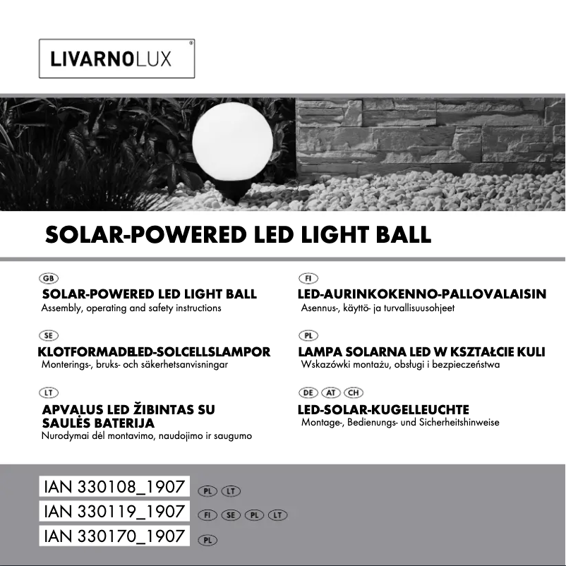 Page 1 de la notice Manuel utilisateur Livarno Lux IAN 279390