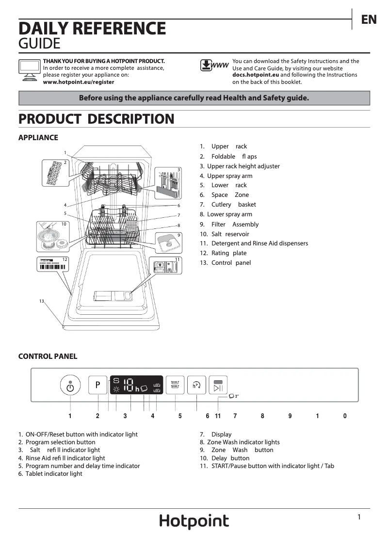 Página 1 del manual Manual de usuario Hotpoint HSIC 3T127 UK