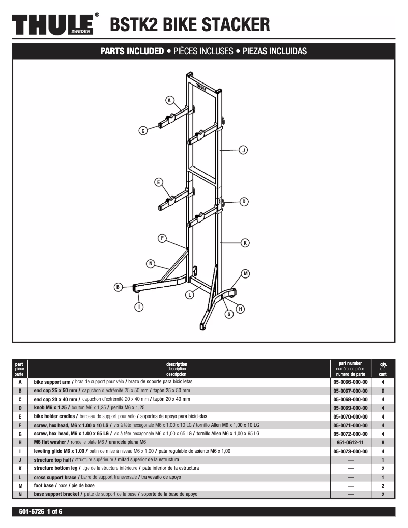 Page 1 de la notice Manuel utilisateur Thule Bike Stacker BSTK2