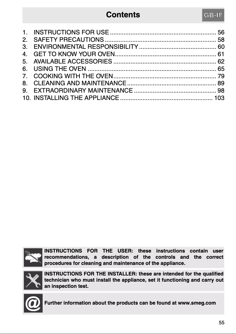 Page n°1 - Manuel utilisateur Smeg F 610X