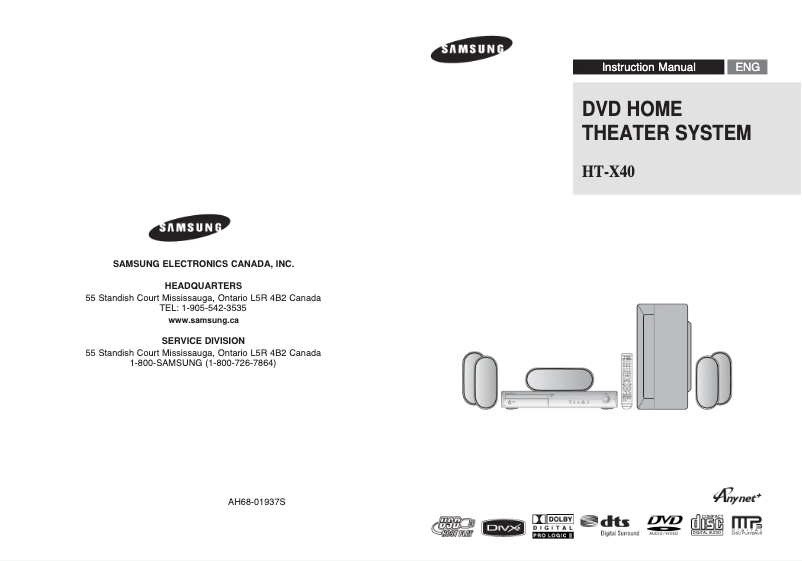 Page 1 de la notice Manuel utilisateur Samsung HT-X40
