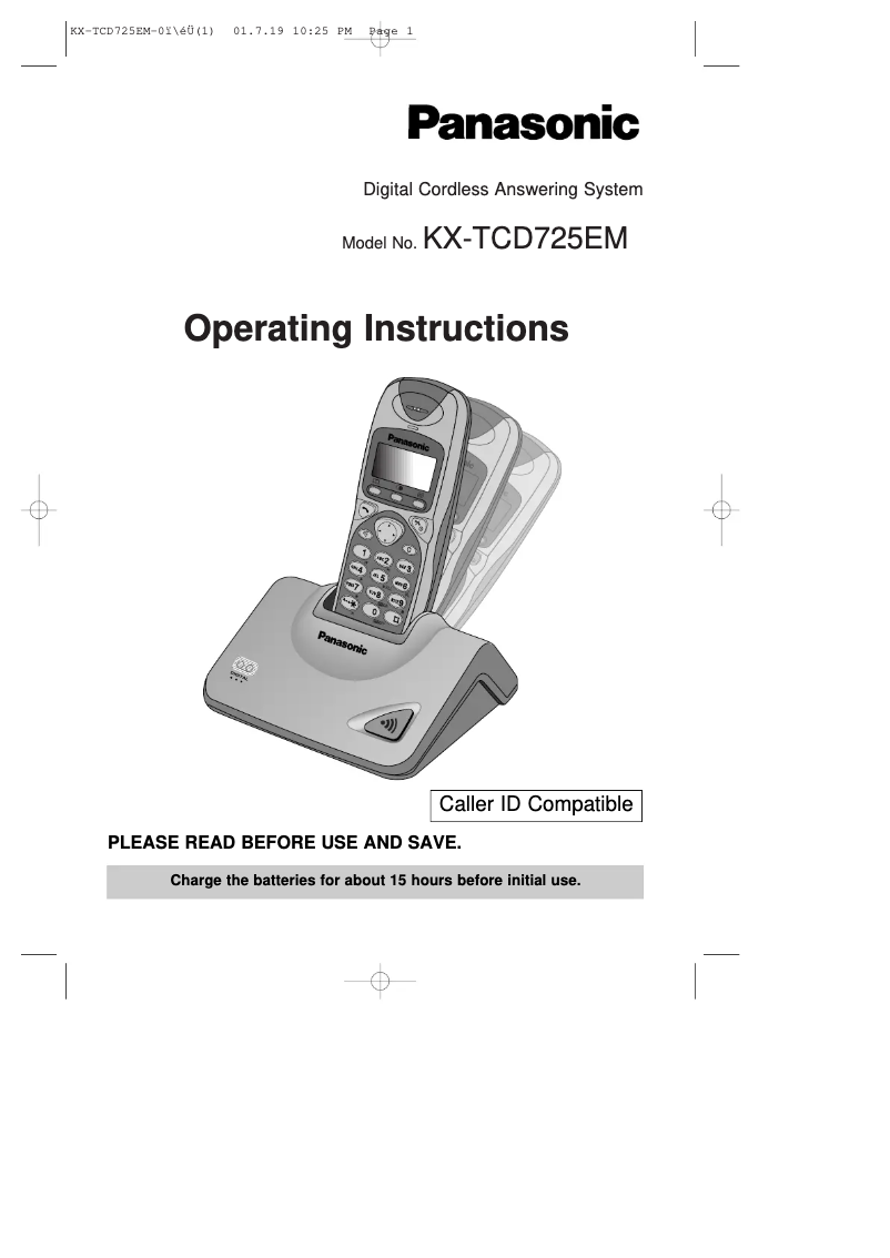 Imagen de la primera página del manual del dispositivo KX-TCD725