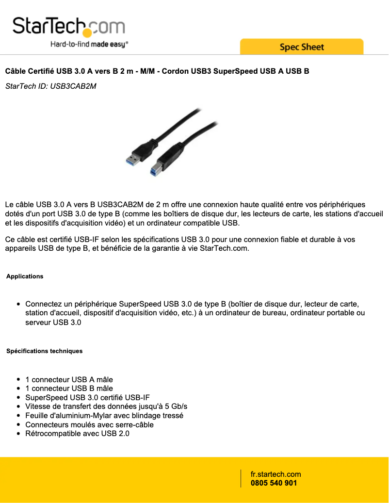 Page 1 de la notice Manuel utilisateur StarTech.com KD13001