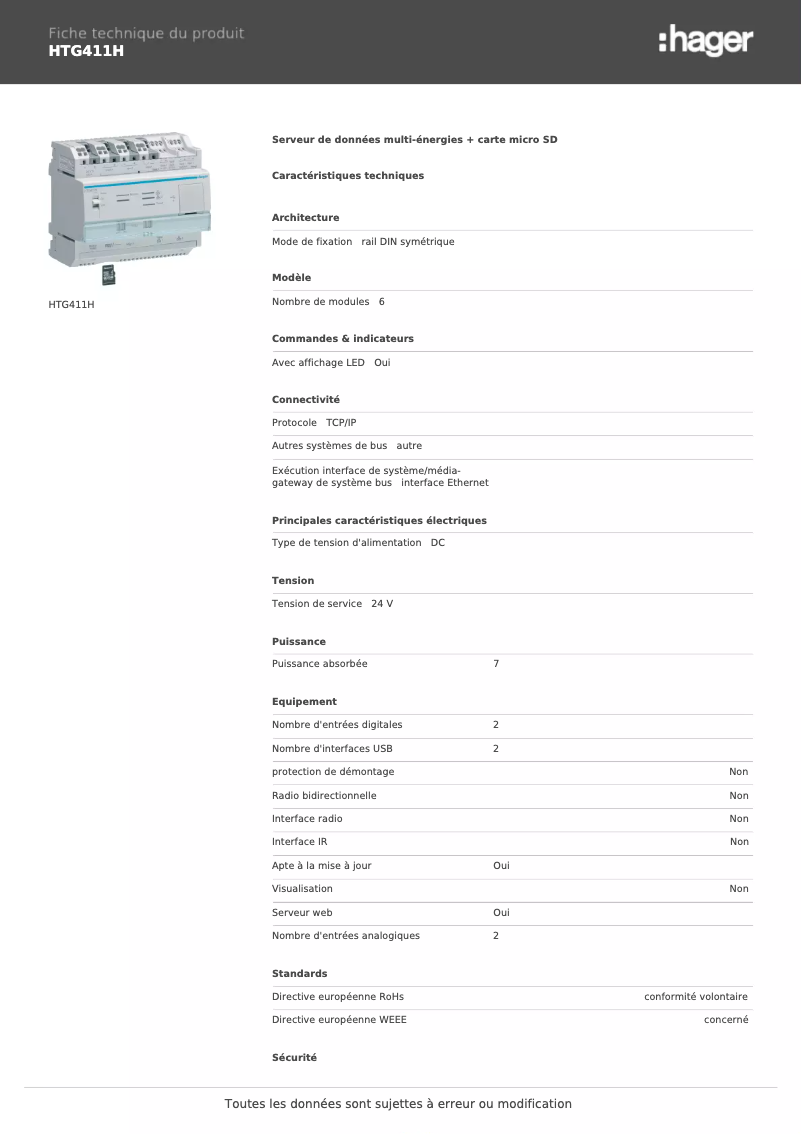 Image de la première page du manuel de l'appareil HTG411H