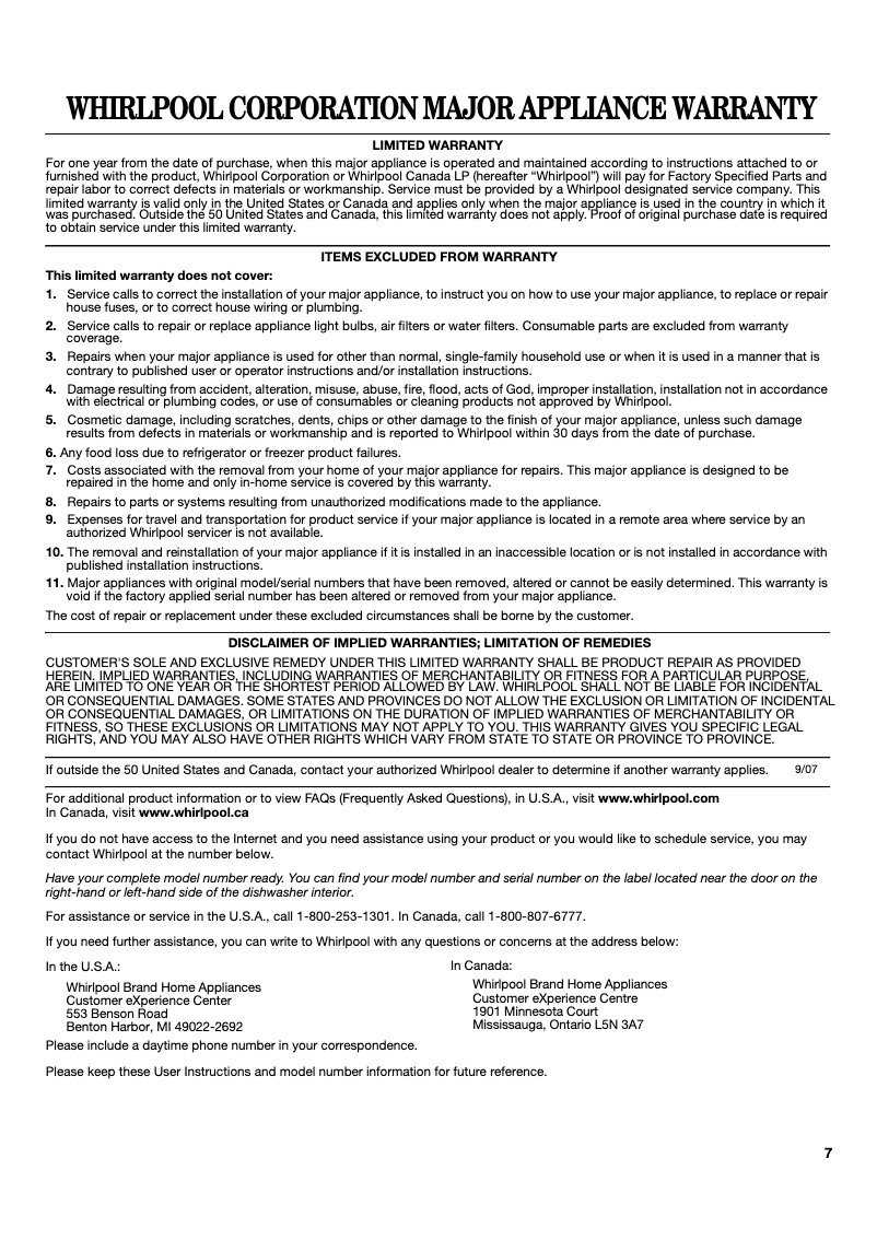 Image de la première page du manuel de l'appareil WDF550SAF