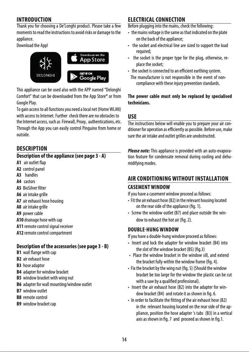 Image de la première page du manuel de l'appareil Pinguino Care4Me PAC EX130 CST WIFI