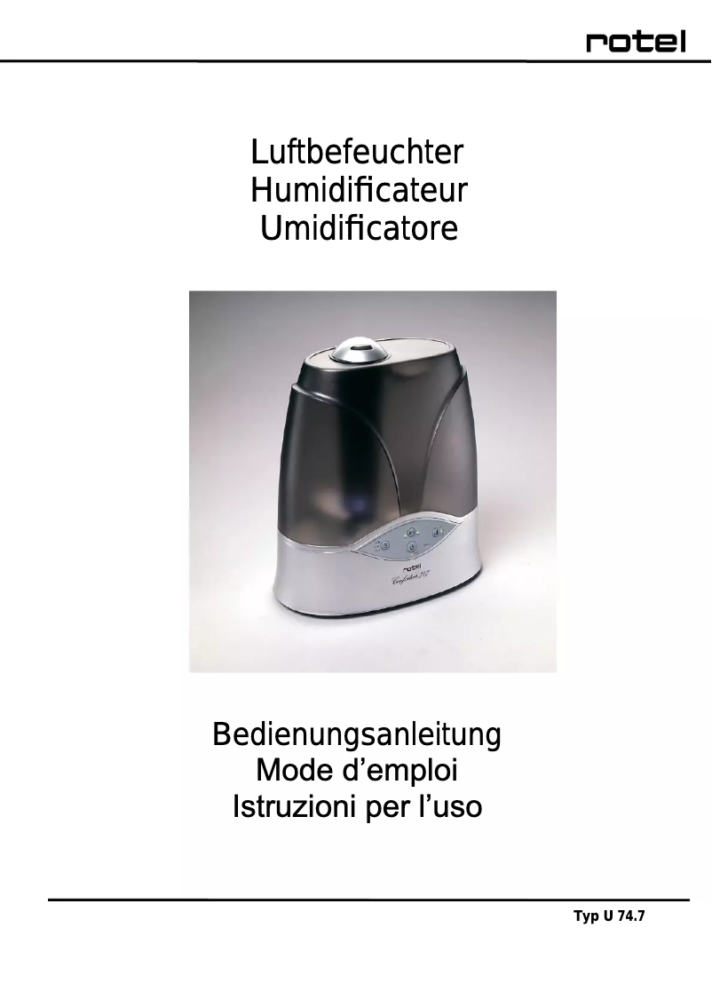 Página 1 del manual Manual de usuario Rotel Confortair 747