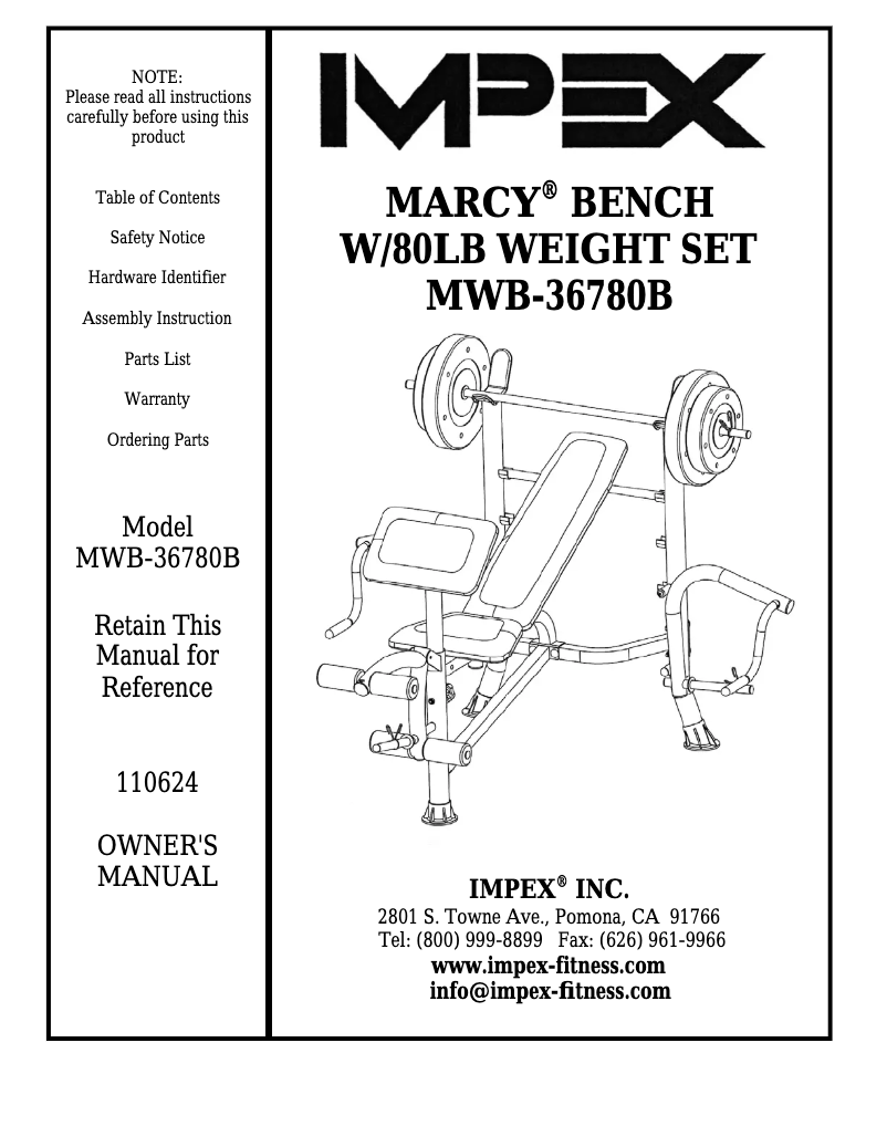 Image de la première page du manuel de l'appareil MWB-36780B