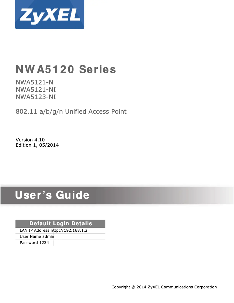 Página 1 del manual Manual de usuario ZyXEL NWA5123-NI