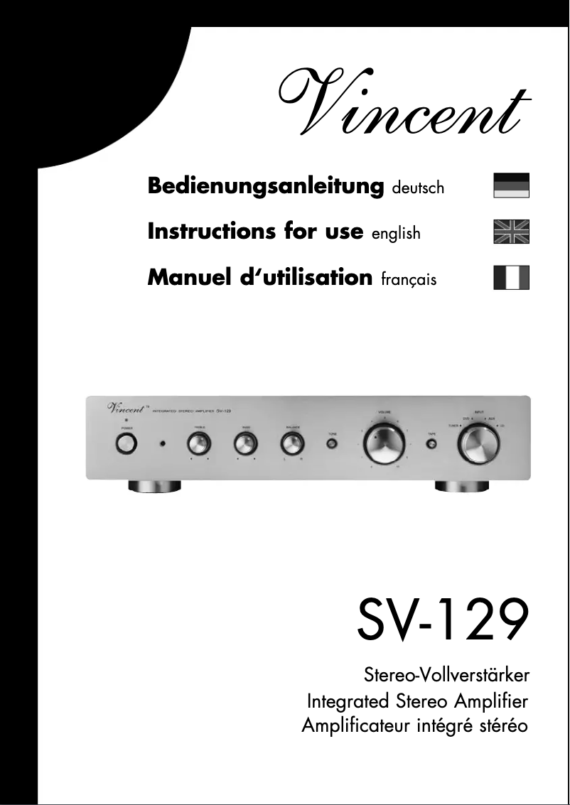 Page 1 de la notice Manuel utilisateur Vincent SV-129