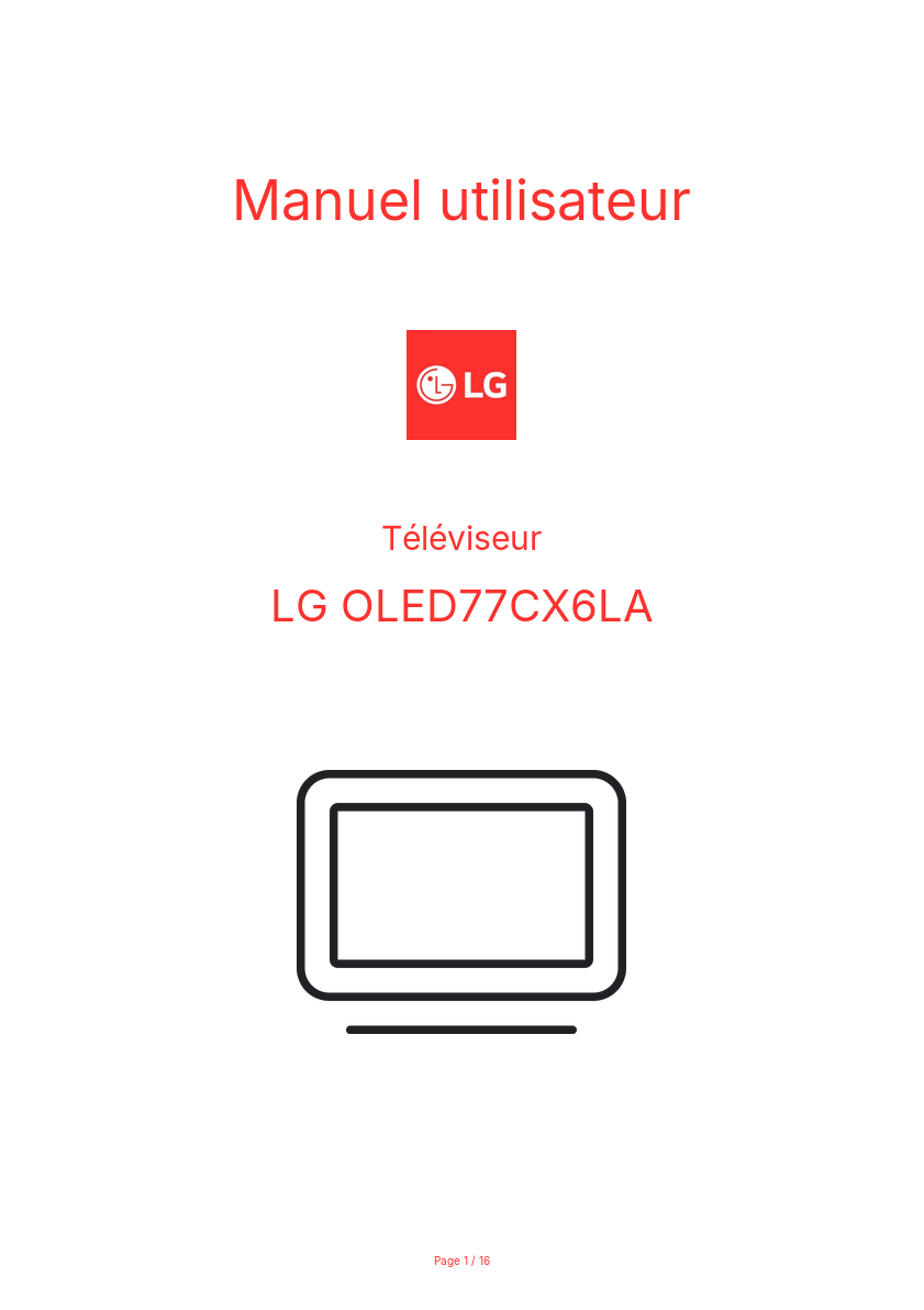 Image de la première page du manuel de l'appareil OLED77CX6LA
