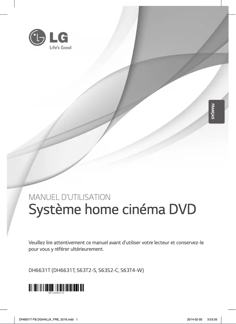 Page 1 de la notice Manuel utilisateur LG DH6631T