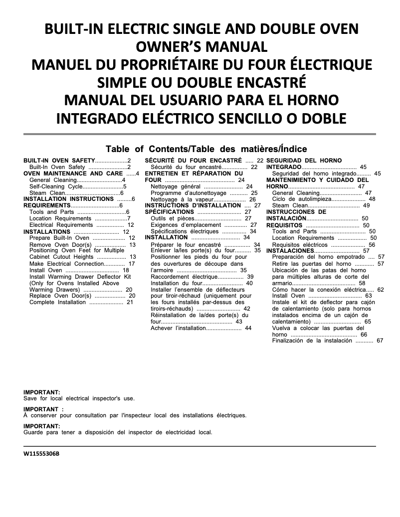 Imagen de la primera página del manual del dispositivo WOED5027LZ