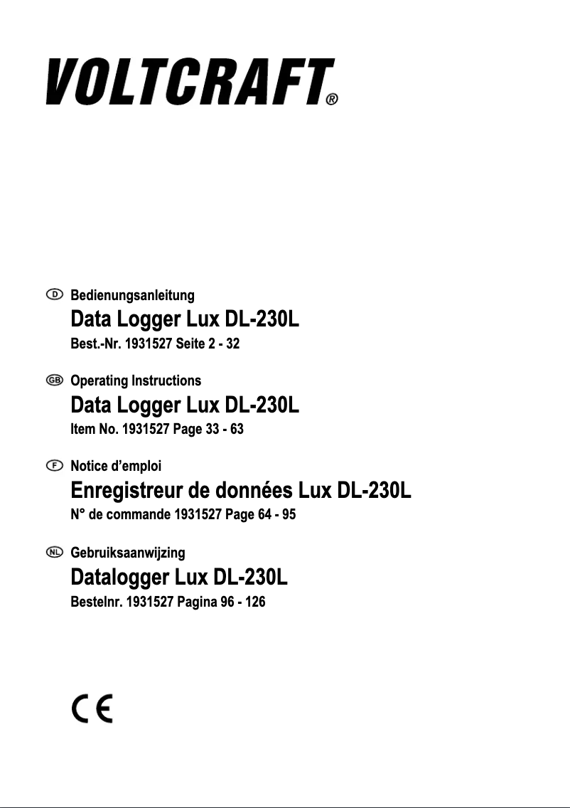 Page n°1 - Manuel utilisateur Voltcraft DL-230L