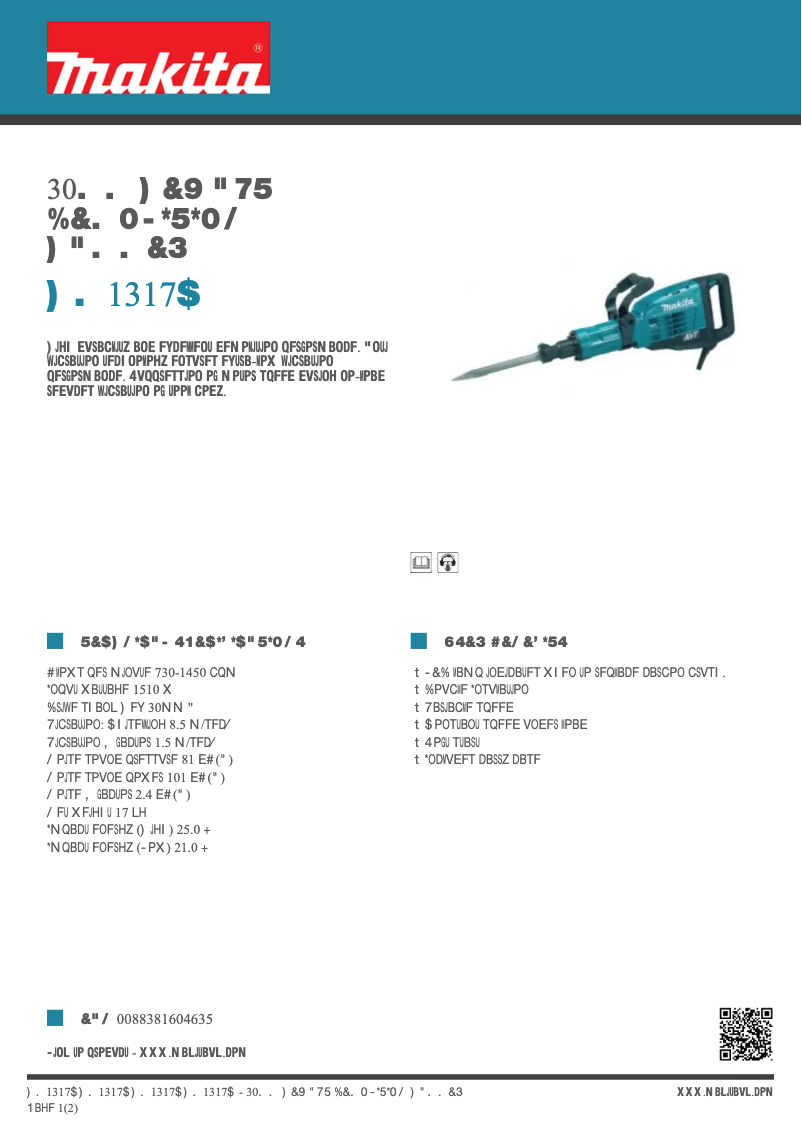 Page n°1 - Fiche technique Makita HM1317C