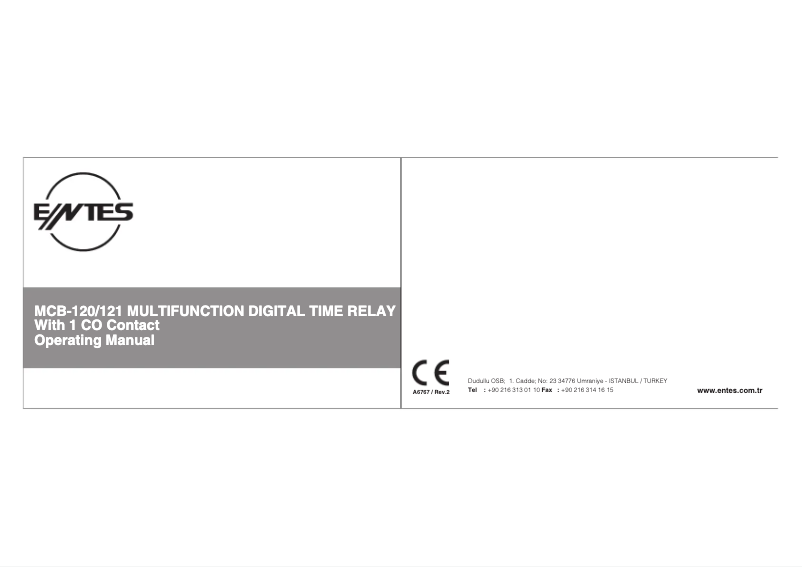 Page n°1 - Manuel utilisateur ENTES MCB-121