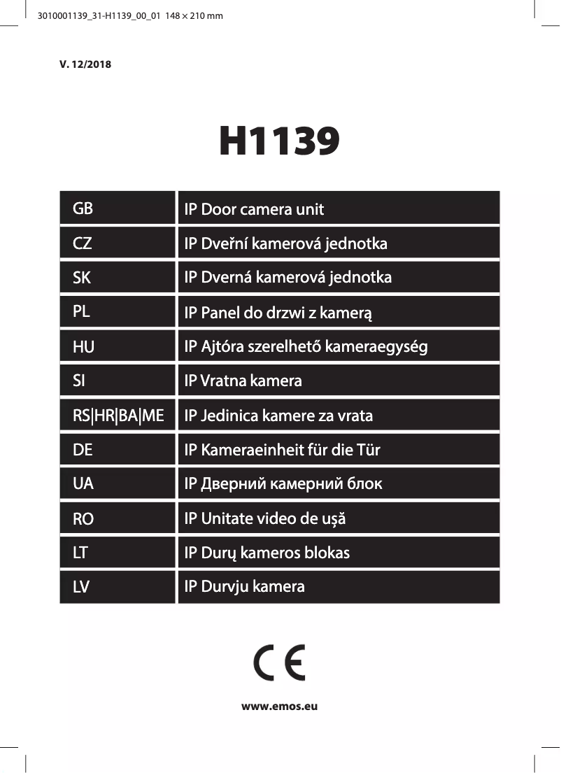 Image de la première page du manuel de l'appareil H1139