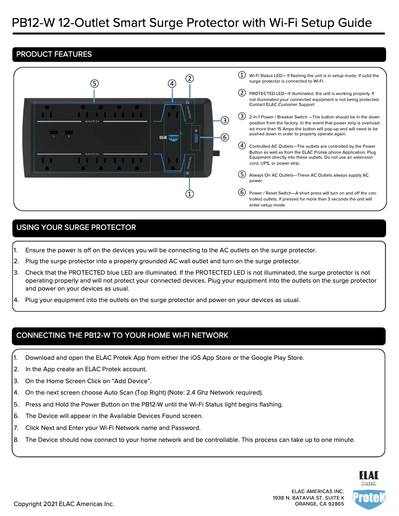 Page 1 de la notice Manuel utilisateur ELAC PB12-W