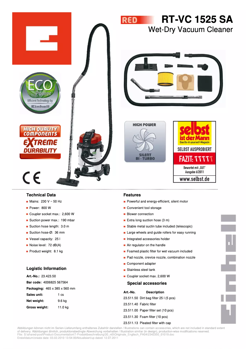 Image de la première page du manuel de l'appareil RT-VC 1525 SA