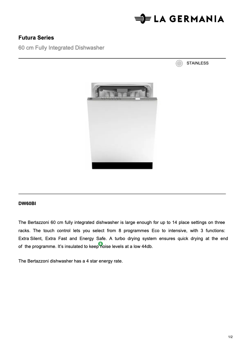 Image de la première page du manuel de l'appareil DW60BI