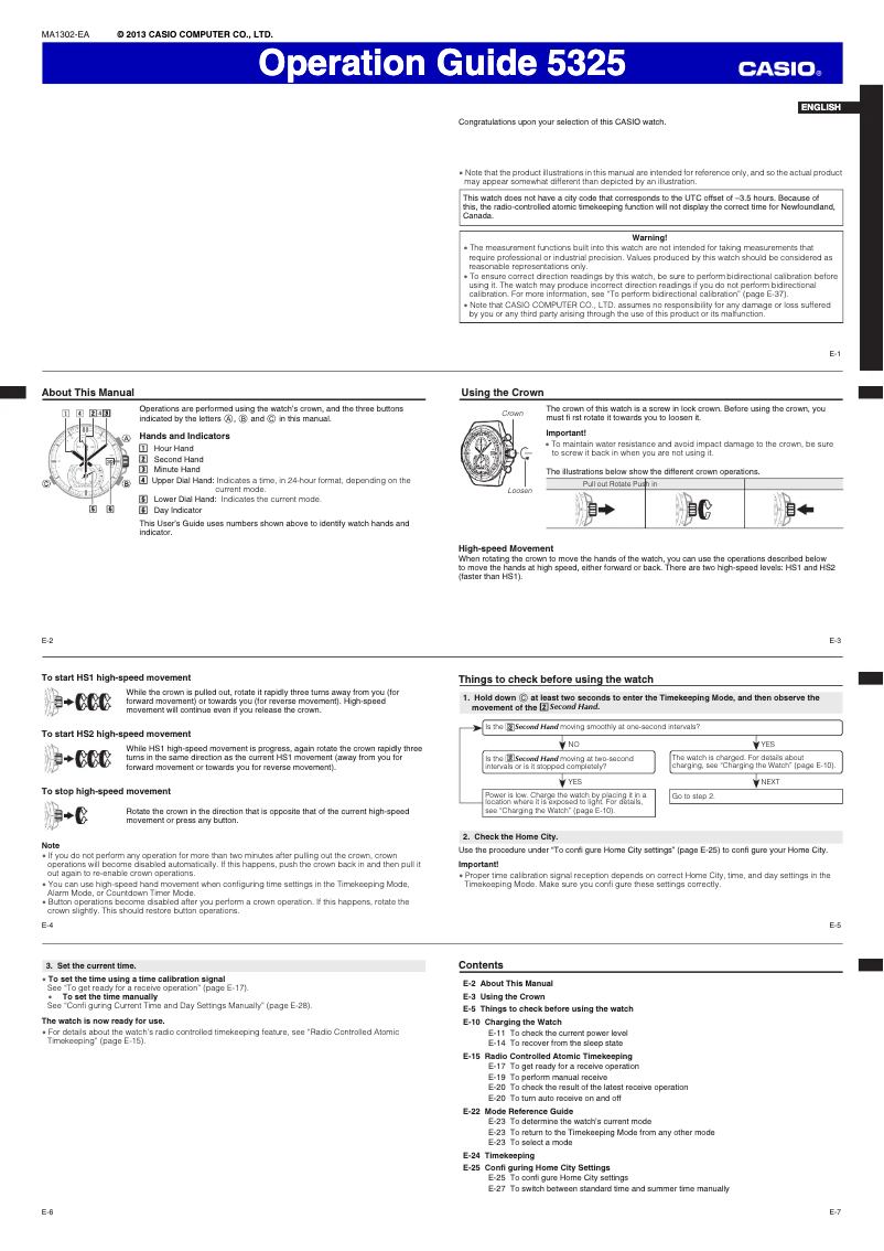Page n°1 - Manuel utilisateur Casio 5325