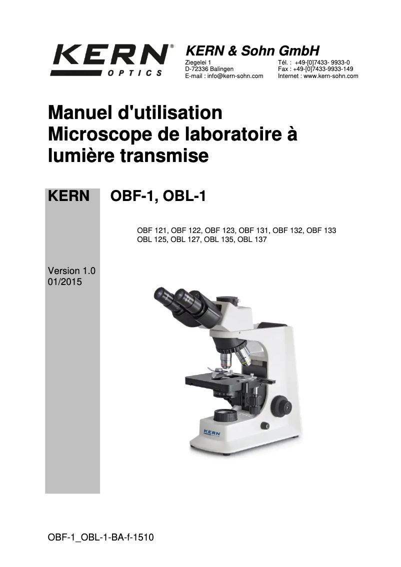 Image de la première page du manuel de l'appareil OBL 125