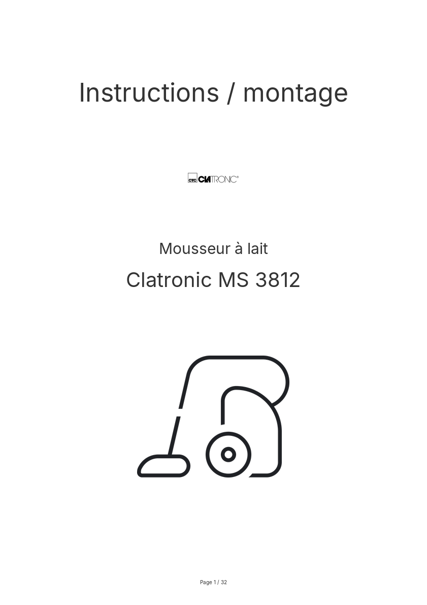 Image de la première page du manuel de l'appareil MS 3812