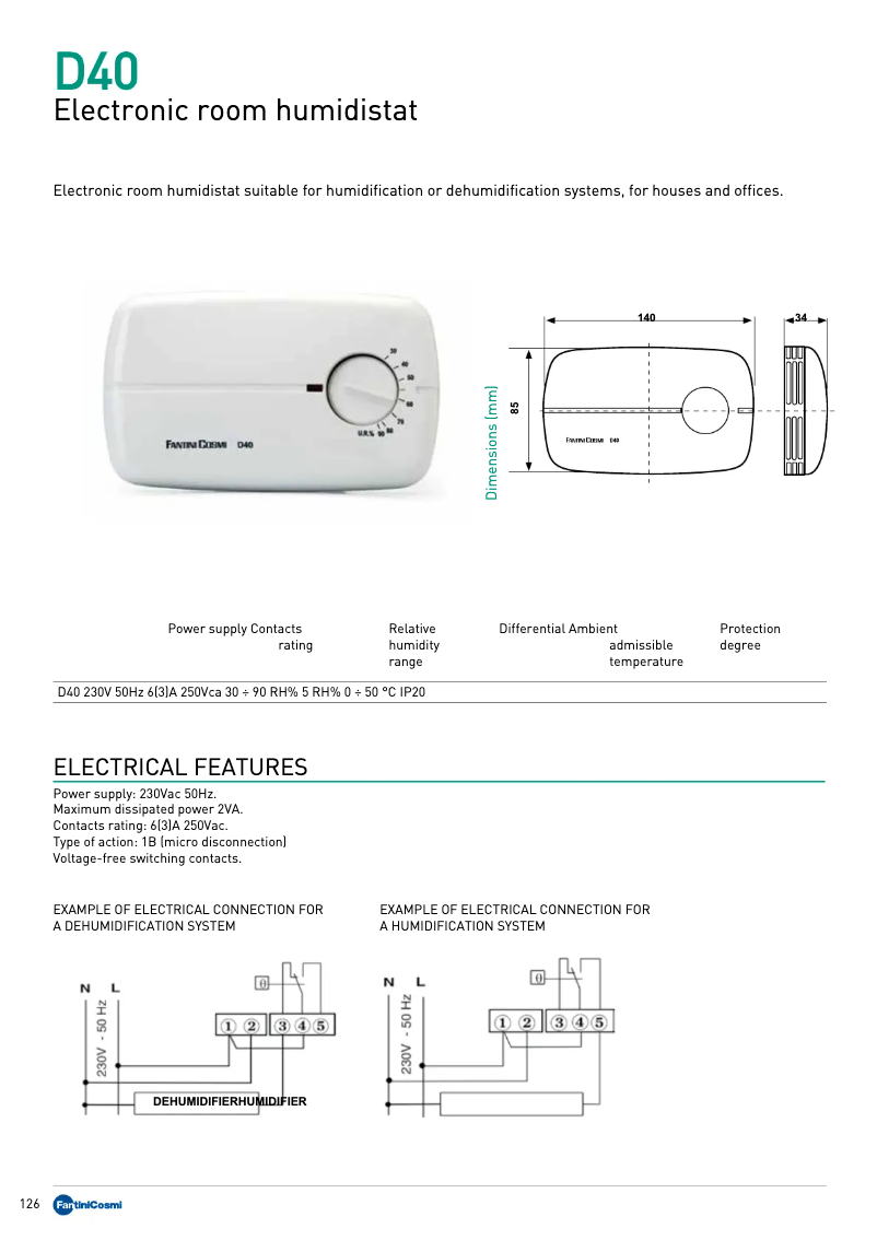 Page 1 de la notice Fiche technique Fantini Cosmi D40