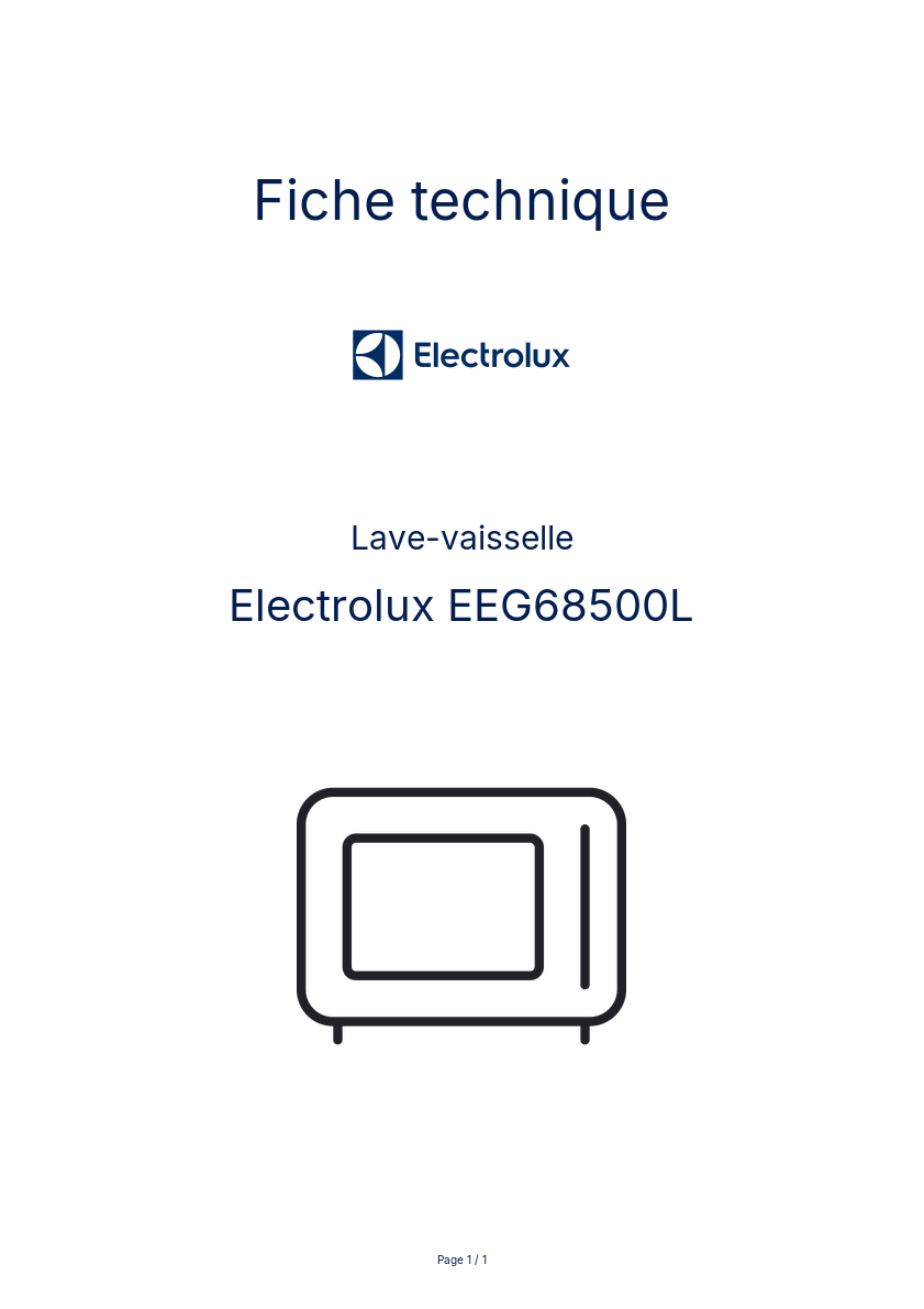 Page n°1 - Fiche technique Electrolux EEG68500L