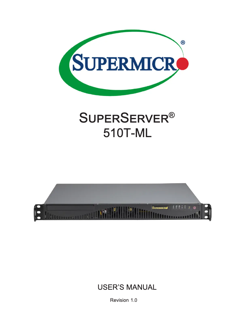 Page 1 de la notice Manuel utilisateur Supermicro SuperServer SYS-510T-ML