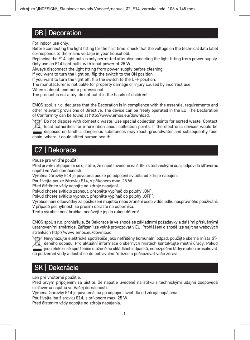 Page n°1 - Manuel utilisateur Emos DCAZ07