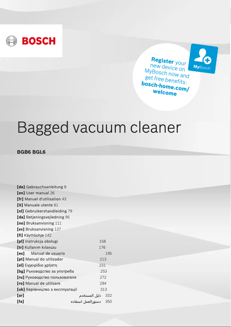 Image de la première page du manuel de l'appareil ProHygienic Serie 6 BGL6LHYG