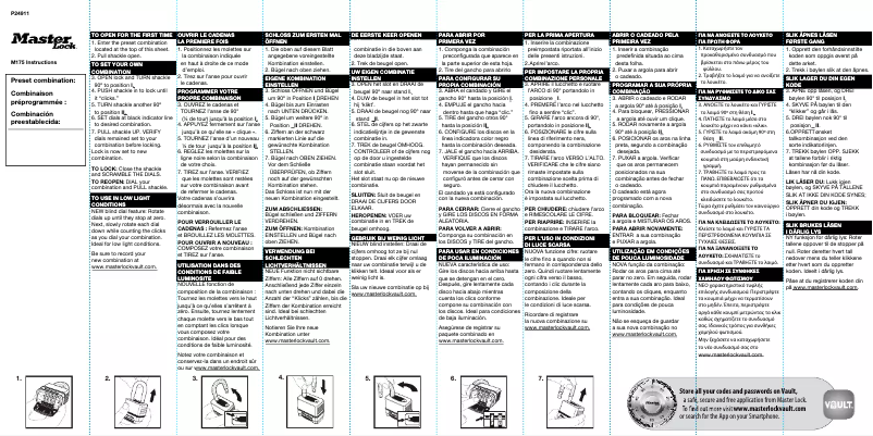 Page 1 de la notice Manuel utilisateur Master Lock M175EURDLF