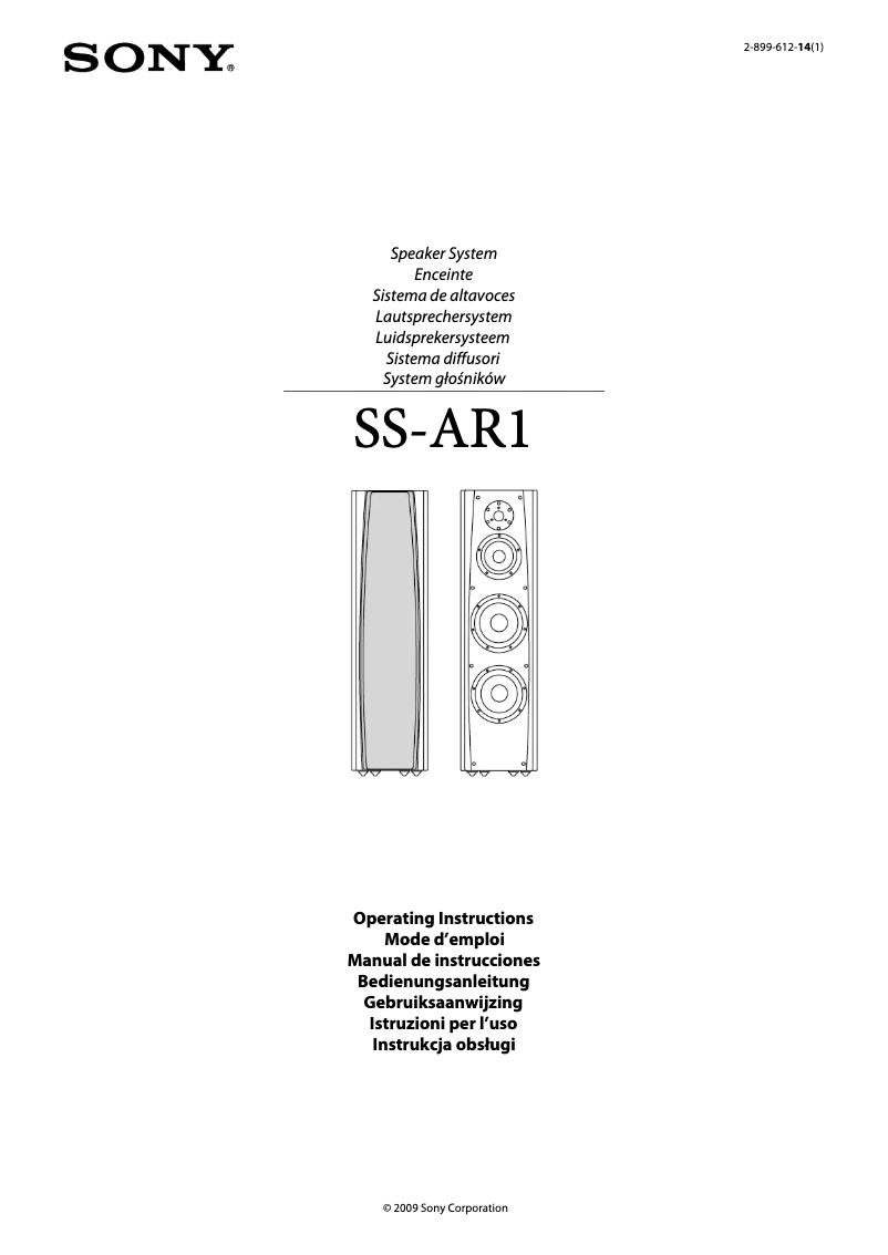 Image de la première page du manuel de l'appareil SS-AR1