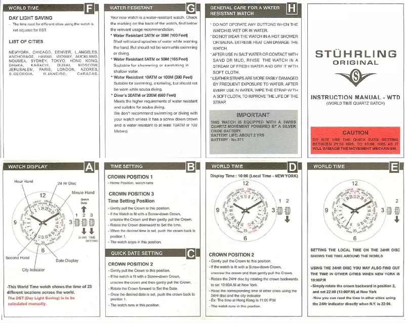 Page n°1 - Manuel utilisateur Stührling WTD